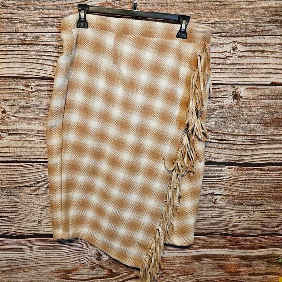 Time & Tru skirt Women's medium 8/10 camel/cream checkered NWT nw - Picture 1 of 7